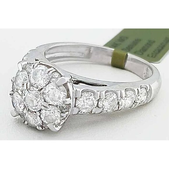 Genuine 1.60 Cts Diamonds Engagement Ring Solid 14k White Gold - Picture 3 of 6